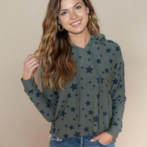 Chaser Navy Star Hoodie - Olive Green - NWT - SALE - Picture 3 of 5
